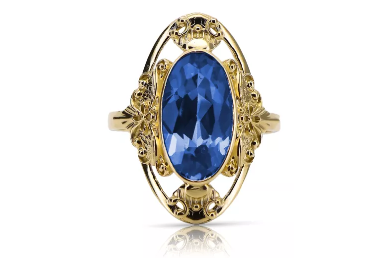 Пръстен Сапфир 14K жълто злато Винтидж vrc014y